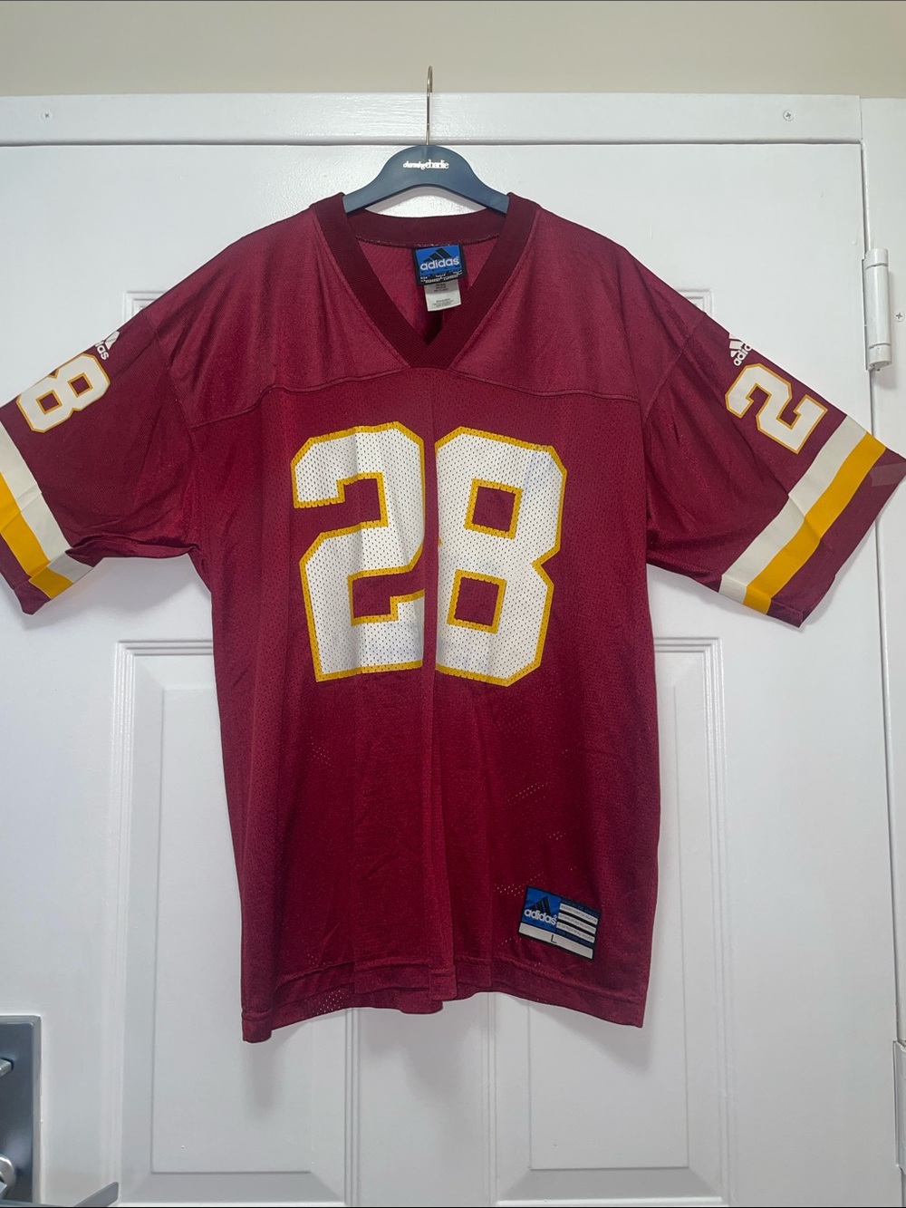adidas Men's Maroon Football Jersey with White & Gold Accents #28 DARYL GREEN
